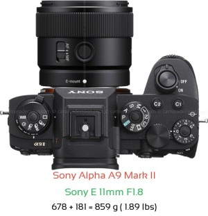 Sony A9 II with Sony E 11mm F1.8 Lens Size
