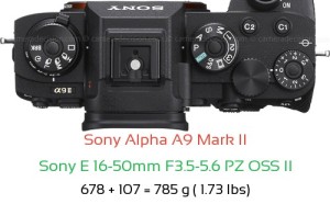Sony A9 II with Sony E 16-50mm F3.5-5.6 PZ OSS II Lens Size