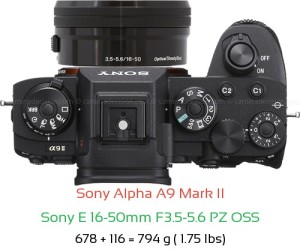 Sony A9 II with Sony E 16-50mm F3.5-5.6 PZ OSS Lens Size