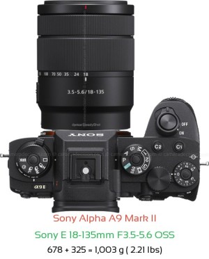 Sony A9 II with Sony E 18-135mm F3.5-5.6 OSS Lens Size