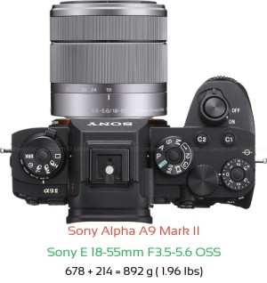 Sony A9 II with Sony E 18-55mm F3.5-5.6 OSS Lens Size