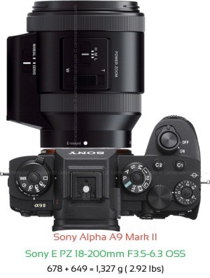 Sony A9 II with Sony E PZ 18-200mm F3.5-6.3 Lens Size