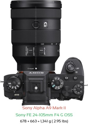 Sony A9 II with Sony FE 24-105mm F4 G OSS Lens Size