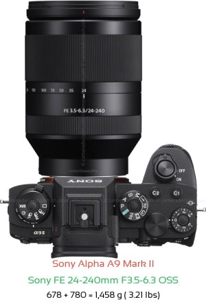Sony A9 II with Sony FE 24-240mm F3.5-6.3 OSS Lens Size