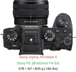 Sony A9 II with Sony FE 28-60mm F4-5.6 Lens Size