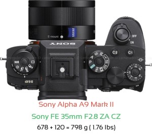 Sony A9 II with Sony FE 35mm F2.8 ZA CZ Lens Size