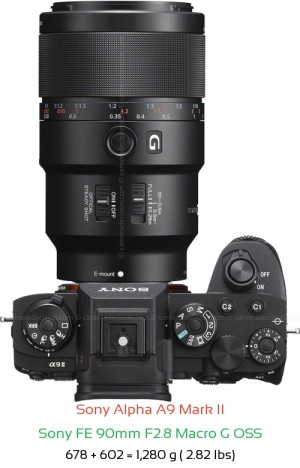Sony A9 II with Sony FE 90mm F2.8 Macro G OSS Lens Size
