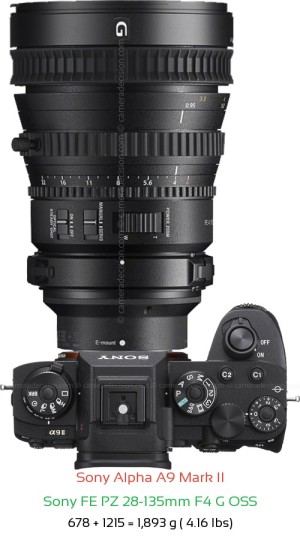 Sony A9 II with Sony FE PZ 28-135mm F4 G Lens Size