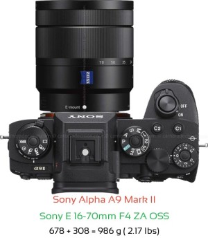 Sony A9 II with Sony E 16-70mm F4 ZA OSS Lens Size