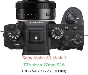 Sony A9 II with TTArtisan 27mm F2.8 Lens Size