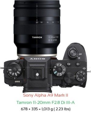 Sony A9 II with Tamron 11-20mm F2.8 A Lens Size