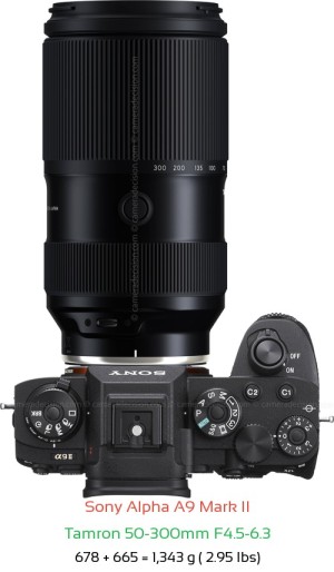 Sony A9 II with Tamron 50-300mm F4.5-6.3 Lens Size