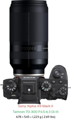Sony A9 II with Tamron 70-300 F4.5-6.3 Di III Lens Size