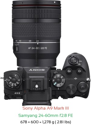 Sony A9 III with Samyang 24-60mm f2.8 FE Lens Size