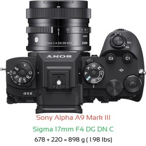 Sony A9 III with Sigma 17mm F4 DG DN C Lens Size