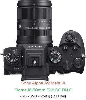 Sony A9 III with Sigma 18-50mm F2.8 DC DN C Lens Size