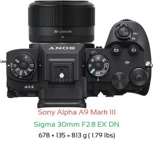 Sony A9 III with Sigma 30mm F2.8 EX DN Lens Size