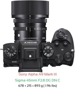 Sony A9 III with Sigma 45mm F2.8 DG DN C Lens Size