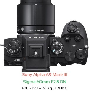 Sony A9 III with Sigma 60mm F2.8 DN Lens Size