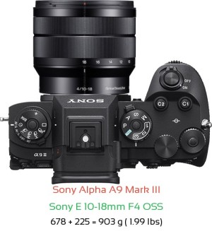 Sony A9 III with Sony E 10-18mm F4 OSS Lens Size