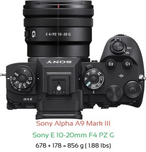 Sony A9 III with Sony E 10-20mm F4 PZ G Lens Size