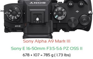 Sony A9 III with Sony E 16-50mm F3.5-5.6 PZ OSS II Lens Size
