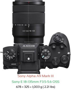 Sony A9 III with Sony E 18-135mm F3.5-5.6 OSS Lens Size