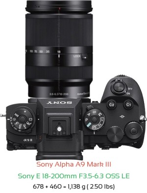 Sony A9 III with Sony E 18-200mm F3.5-6.3 OSS LE Lens Size