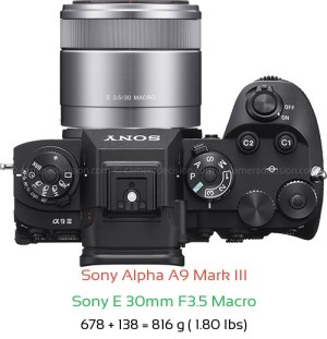 Sony A9 III with Sony E 30mm F3.5 Macro Lens Size