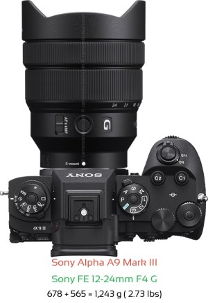 Sony A9 III with Sony FE 12-24mm F4 G Lens Size