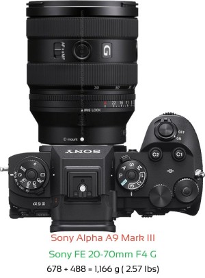 Sony A9 III with Sony FE 20-70mm F4 G Lens Size