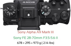 Sony A9 III with Sony FE 28-70mm F3.5-5.6 II Lens Size