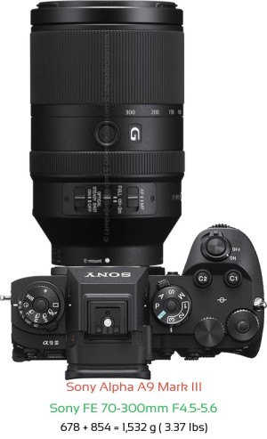 Sony A9 III with Sony FE 70-300mm F4.5-5.6 Lens Size