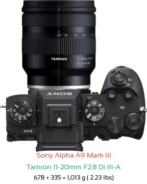 Sony A9 III with Tamron 11-20mm F2.8 A Lens Size
