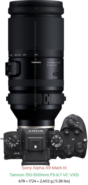 Sony A9 III with Tamron 150-500mm F5-6.7 Lens Size