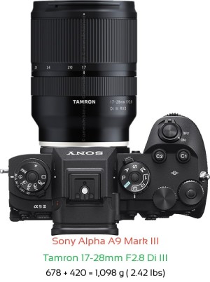 Sony A9 III with Tamron 17-28mm F2.8 Di III Lens Size