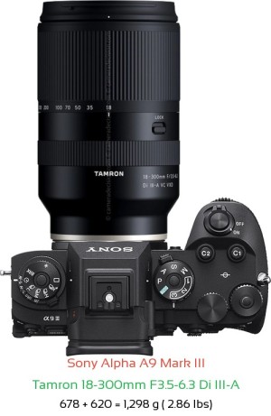 Sony A9 III with Tamron 18-300mm F3.5-6.3 Di Lens Size