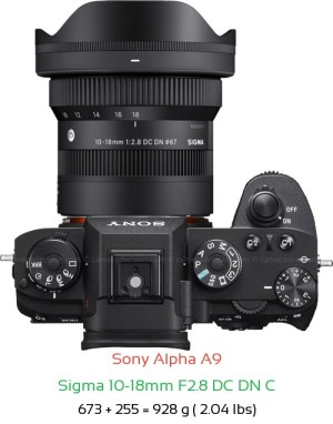 Sony A9 with Sigma 10-18mm F2.8 DC DN C Lens Size