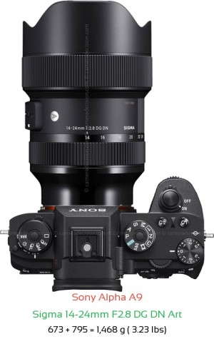 Sony A9 with Sigma 14-24mm F2.8 DG DN Art Lens Size