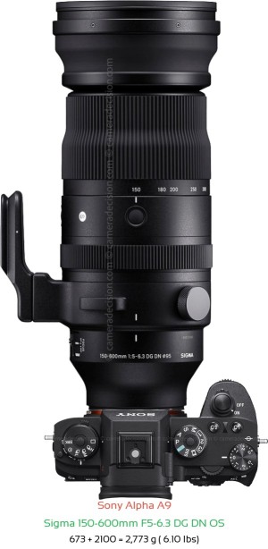 Sony A9 with Sigma 150-600mm F5-6.3 DG DN OS Lens Size