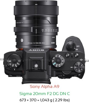 Sony A9 with Sigma 20mm F2 DG DN C Lens Size