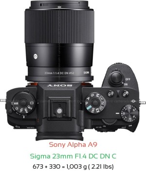 Sony A9 with Sigma 23mm F1.4 DC DN C Lens Size