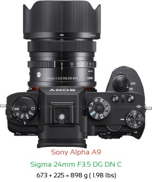 Sony A9 with Sigma 24mm F3.5 DG DN C Lens Size