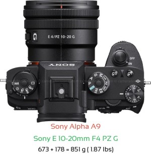 Sony A9 with Sony E 10-20mm F4 PZ G Lens Size
