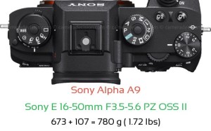 Sony A9 with Sony E 16-50mm F3.5-5.6 PZ OSS II Lens Size