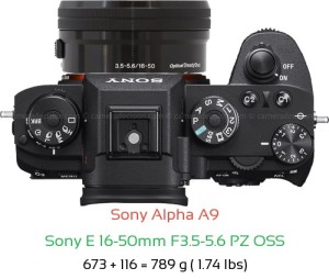 Sony A9 with Sony E 16-50mm F3.5-5.6 PZ OSS Lens Size