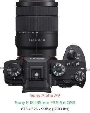 Sony A9 with Sony E 18-135mm F3.5-5.6 OSS Lens Size