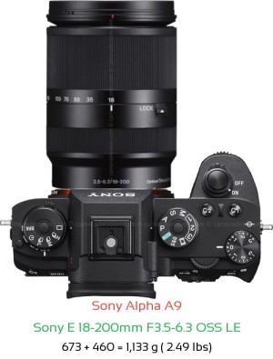 Sony A9 with Sony E 18-200mm F3.5-6.3 OSS LE Lens Size
