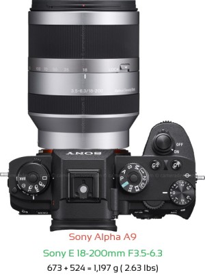 Sony A9 with Sony E 18-200mm F3.5-6.3 Lens Size