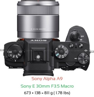 Sony A9 with Sony E 30mm F3.5 Macro Lens Size